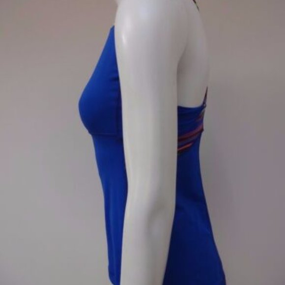 LULULEMON ATHLETIC BRIGHT BLUE MULTI-COLOR STRAPS SLEEVELESS MESH BACK TOP 8 - Picture 3 of 5